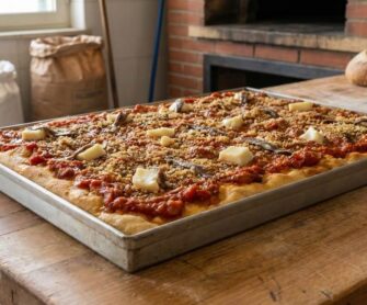 Tradycyjna pizza sycylijska sfincione.