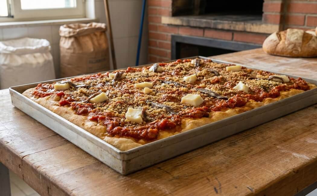 Sycylijska sfincione – prostokątna pizza z Palermo 