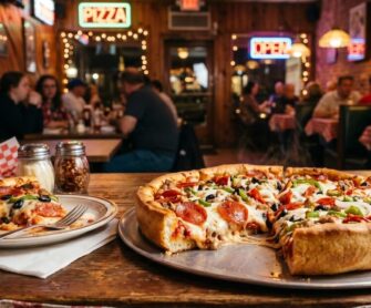 Pizza amerykańska na grubym cieście.